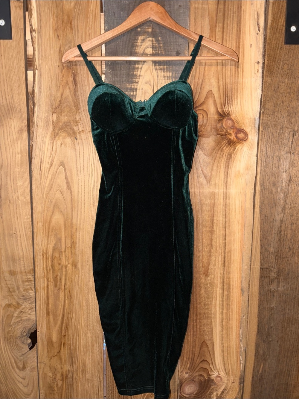 Fashion Nova Dark Green Velvet Bodycon Mini Dress